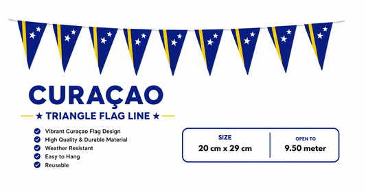 Banderin Curacao Triangle hanging Flag- 20cm x 29cm
