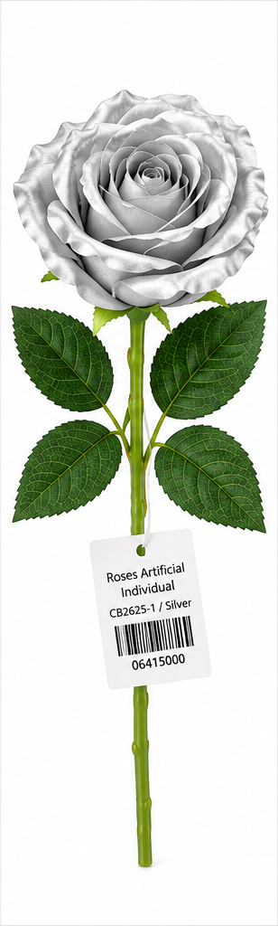 Silver artificial rose