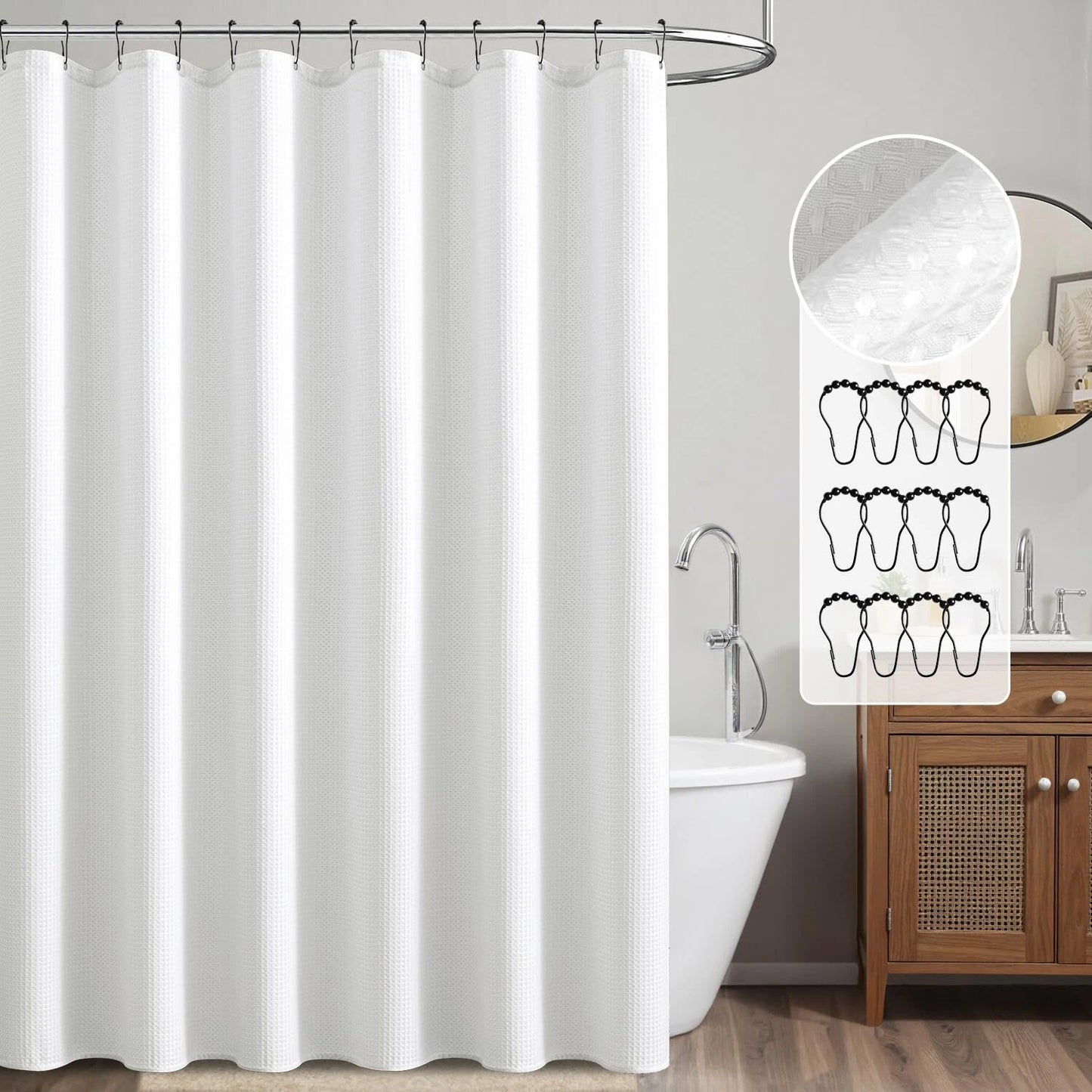Naonao Heavy Weight Shower Curtain or Liner – 71" x 71"