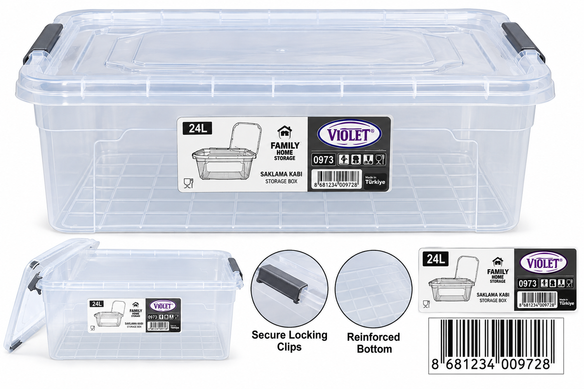 Violet Family Storage Box with Lid 24L item 0973