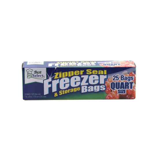 Best Select Zipper Seal Freezer & Storage Bags – Quart Size (25 pcs)